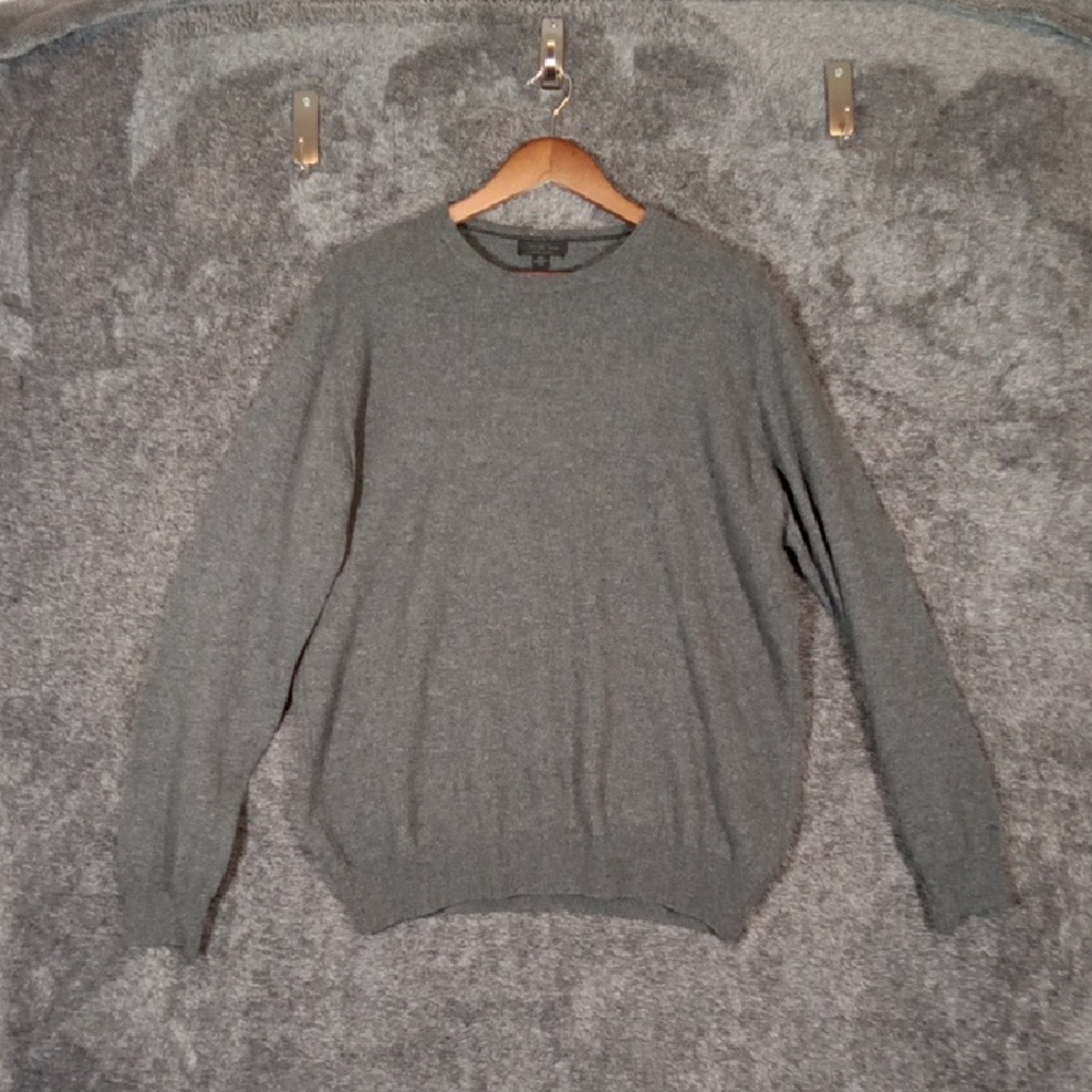 Saks Fifth Avenue Men's Charcoal Gray Crewneck Sweater Cashmere Mens XL